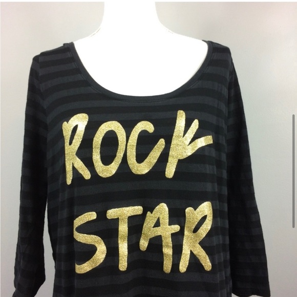 Lane Bryant Black Rock Star Top Plus Size 14/16 - Picture 3 of 6